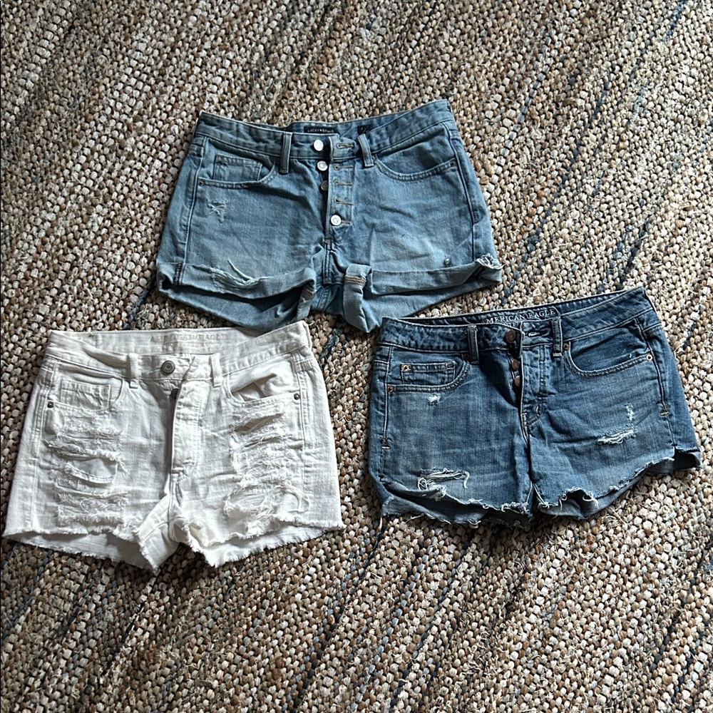 LOT of 3️⃣❗️Size 4 Button-Fly Denim Shorts (2*AEO, 1*LUCKY)